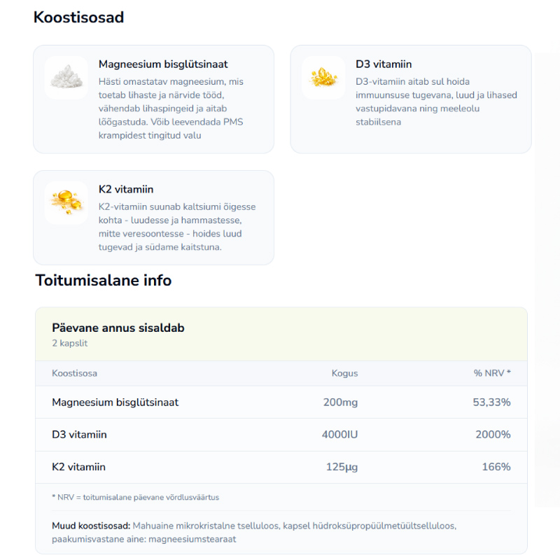 vitamin d3 k2 mg koostisosad-ja-toitumisalane